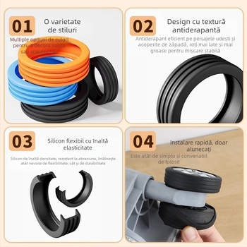 Capac de roată pentru bagaj — silicon de înaltă densitate, rezistent la uzură, ușurează tragerea, înlocuire universală