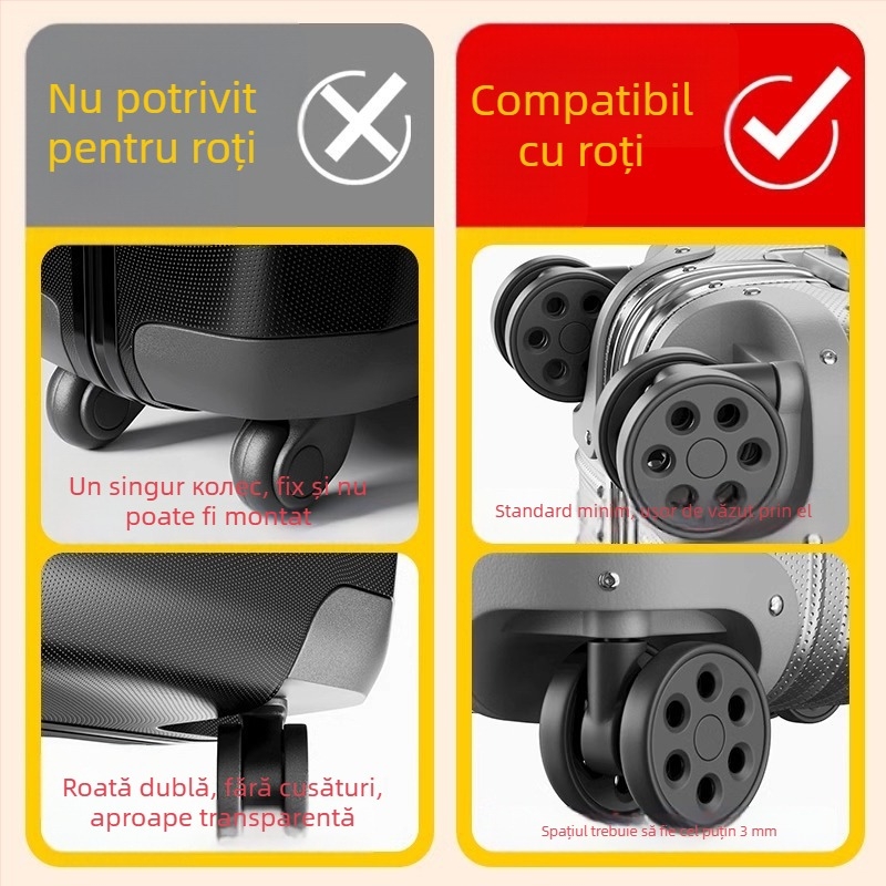 Capac de roată pentru bagaj — silicon de înaltă densitate, rezistent la uzură, ușurează tragerea, înlocuire universală