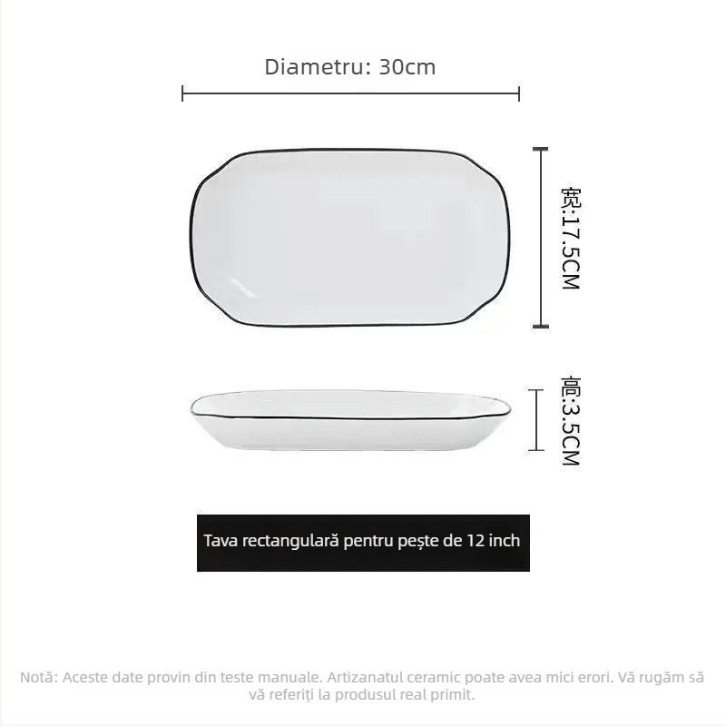 Farfurie ceramică pentru aburirea peștelui, de înaltă calitate, pentru uz casnic, fabricată mecanic