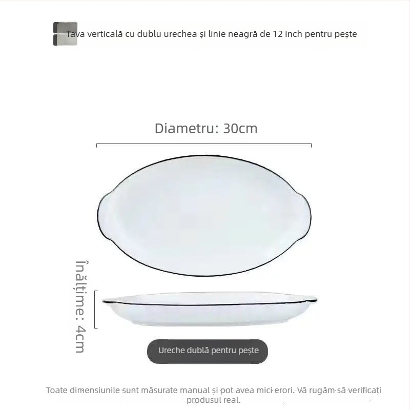 Farfurie ceramică pentru aburirea peștelui, de înaltă calitate, pentru uz casnic, fabricată mecanic