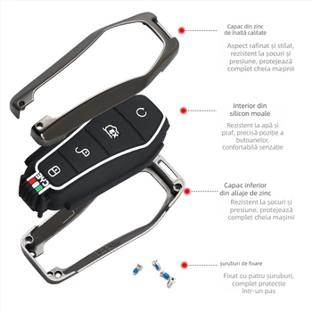 Carcasă din aliaj de zinc pentru telecomanda BYD E2, Qin Plus, Qin EV și Dolphin E3; compatibilă cu marca Shanyin, personalizabilă, design premium.