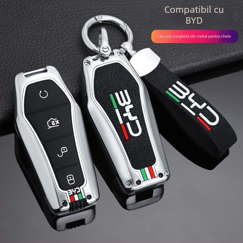 Carcasă din aliaj de zinc pentru telecomanda BYD E2, Qin Plus, Qin EV și Dolphin E3; compatibilă cu marca Shanyin, personalizabilă, design premium.