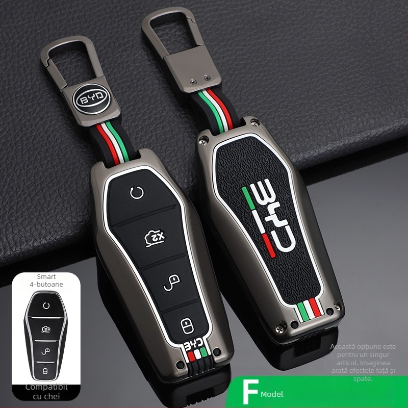 Carcasă din aliaj de zinc pentru telecomanda BYD E2, Qin Plus, Qin EV și Dolphin E3; compatibilă cu marca Shanyin, personalizabilă, design premium.