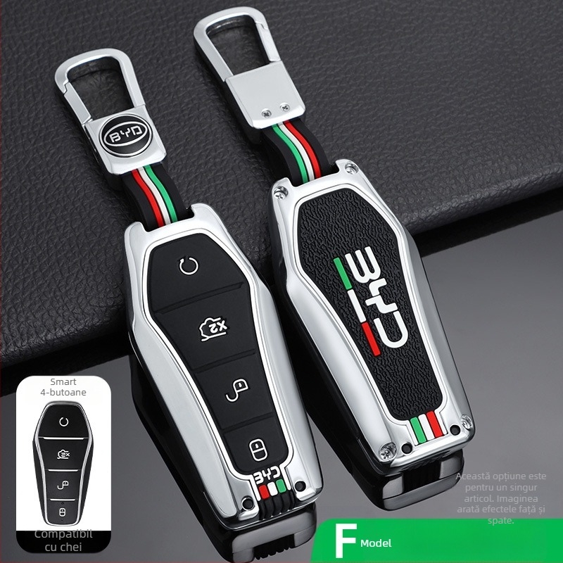 Carcasă din aliaj de zinc pentru telecomanda BYD E2, Qin Plus, Qin EV și Dolphin E3; compatibilă cu marca Shanyin, personalizabilă, design premium.