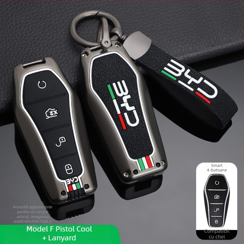 Carcasă din aliaj de zinc pentru telecomanda BYD E2, Qin Plus, Qin EV și Dolphin E3; compatibilă cu marca Shanyin, personalizabilă, design premium.