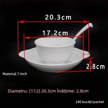 Hongye farfurie din melamină cu două mânere, rotundă, decor imprimat pe suprafață
