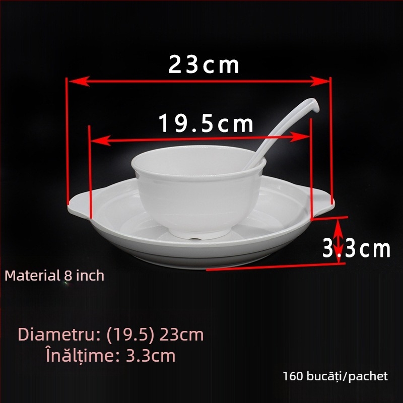 Hongye farfurie din melamină cu două mânere, rotundă, decor imprimat pe suprafață