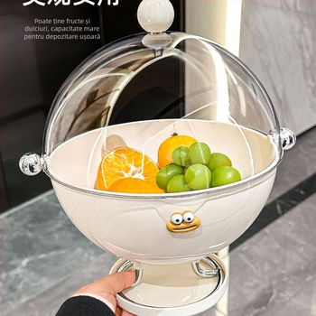 Platou de fructe pentru living și cameră de ceai, din plastic, cu capac, drenaj, protecție împotriva prafului