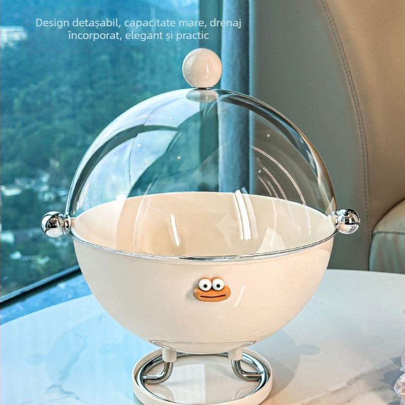 Platou de fructe pentru living și cameră de ceai, din plastic, cu capac, drenaj, protecție împotriva prafului