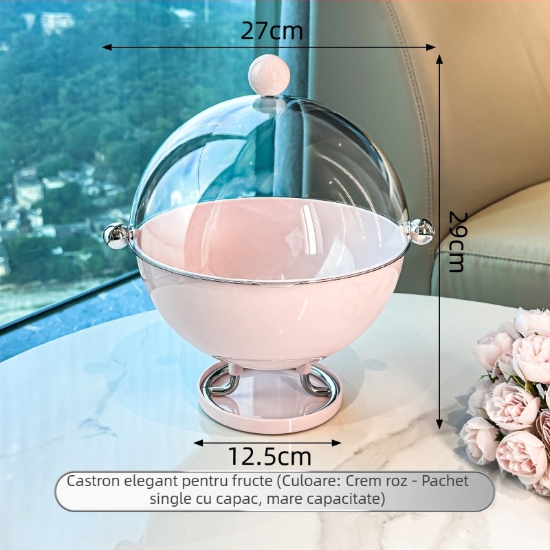 Platou de fructe pentru living și cameră de ceai, din plastic, cu capac, drenaj, protecție împotriva prafului