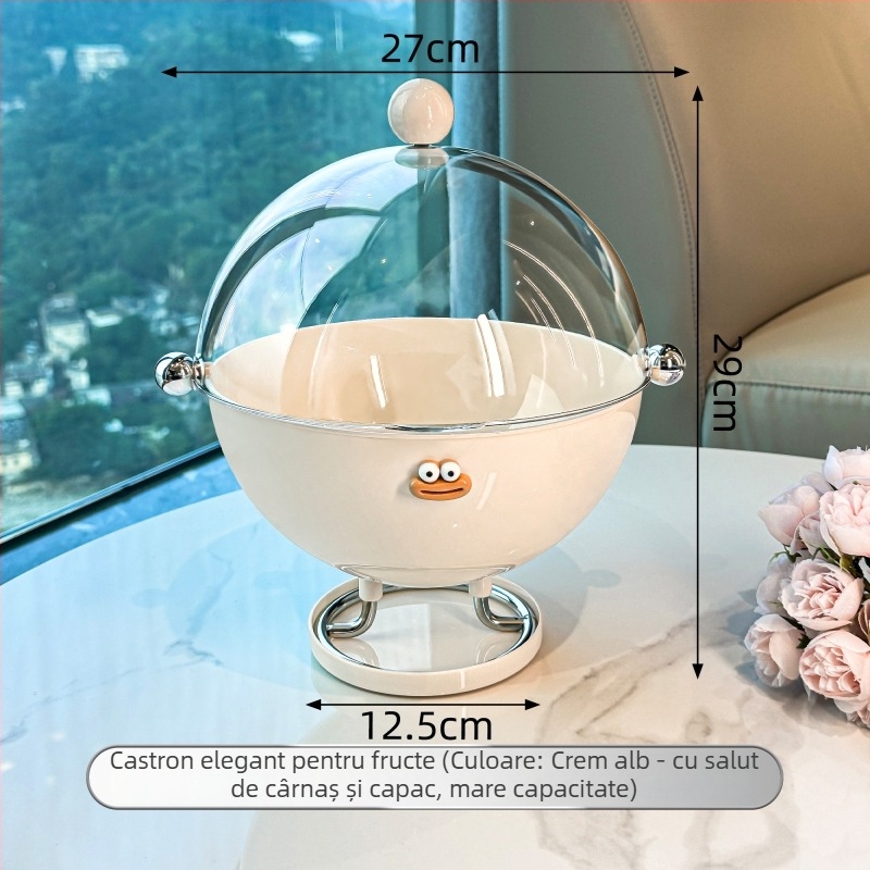 Platou de fructe pentru living și cameră de ceai, din plastic, cu capac, drenaj, protecție împotriva prafului