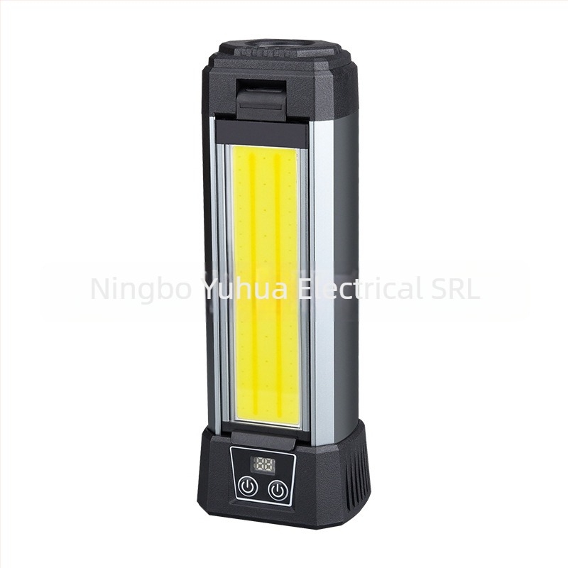 Lampă de lucru LED extensibilă cu magnet și afișaj digital, 12W, 6000mAh, rotație 360°, pentru camping și urgențe