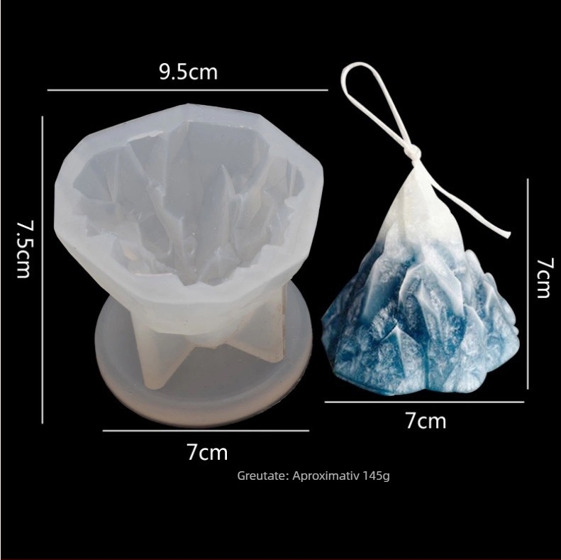 Formă din silicon pentru prăjituri – munte de zăpadă 3D, potrivită pentru mousse de tip iceberg și lumânări din parafină