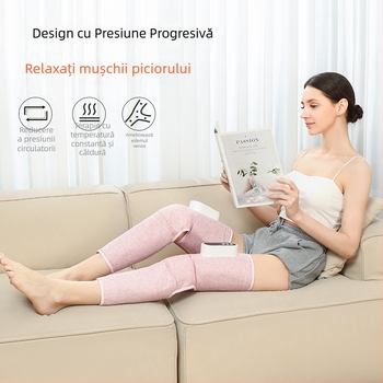 Masajor pentru gambe, wireless și portabil, cu moduri multiple de masaj prin aer, vibrații, încălzire infraroșu și compresie caldă