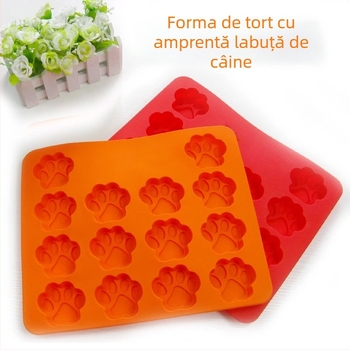 Formă de copt din silicon în formă de labă de urs — formă neregulată, tavă de chec din silicon pentru coacere, ambalată într-o pungă din plastic.