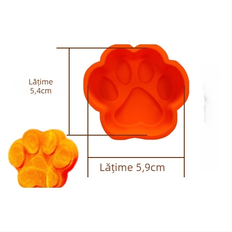Formă de copt din silicon în formă de labă de urs — formă neregulată, tavă de chec din silicon pentru coacere, ambalată într-o pungă din plastic.