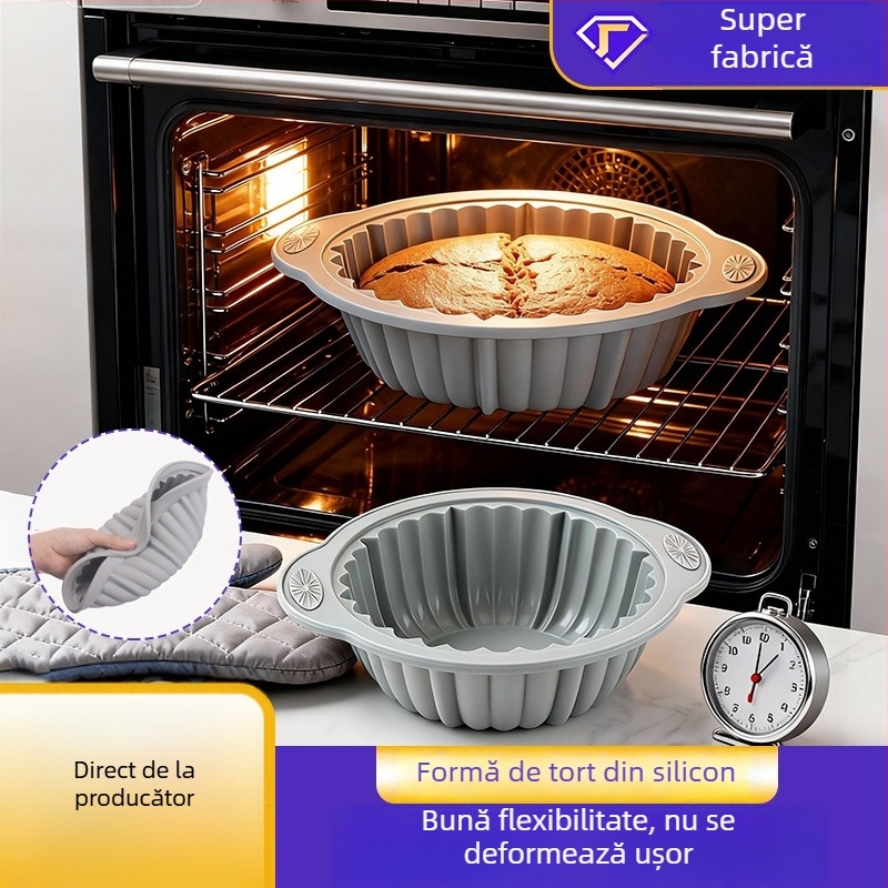 Formă rotundă din silicon pentru chec chiffon, rezistentă la temperaturi înalte, set de forme pentru coacere din silicon