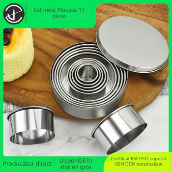 Forme rotunde pentru prăjituri din oțel inox, set de 11 piese