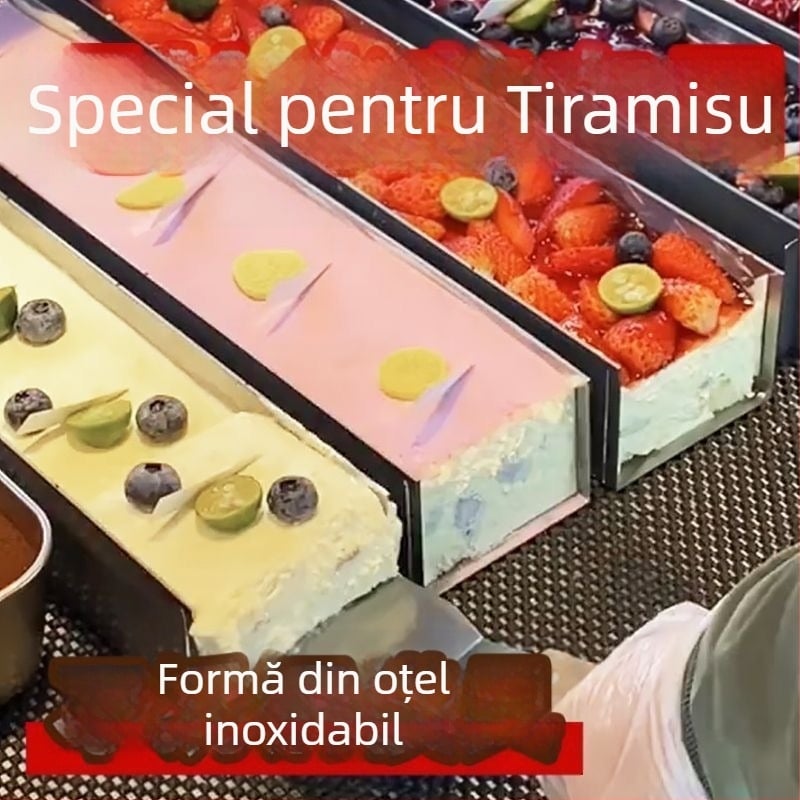 Formă dreptunghiulară pentru tiramisu din oțel inoxidabil, semi-finisată