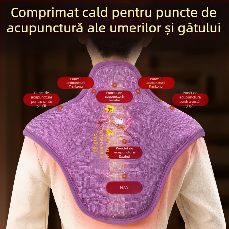 Sac de compresie cald pentru umăr și gât, cu încălzire electrică, pachet cu sare de mare și sare brută pentru îngrijire cervicală acasă
