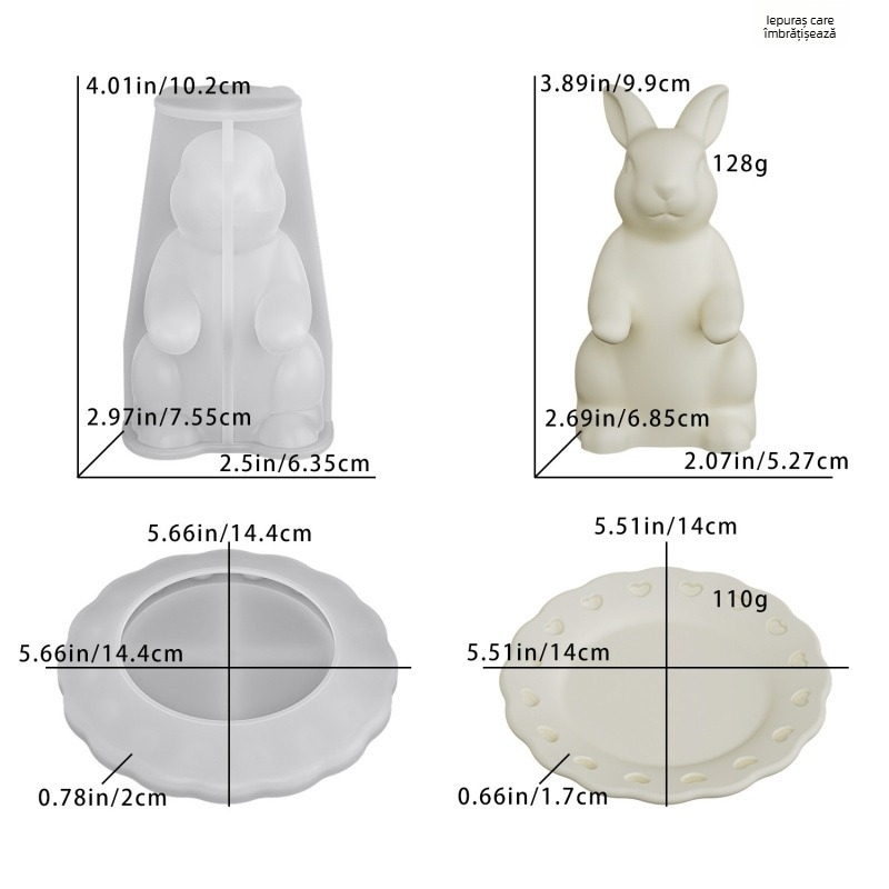 Barbara DIY Tavă cu iepuraș pentru decor – Forme din rășină și Silikon pentru tavă de depozitare din ipsos
