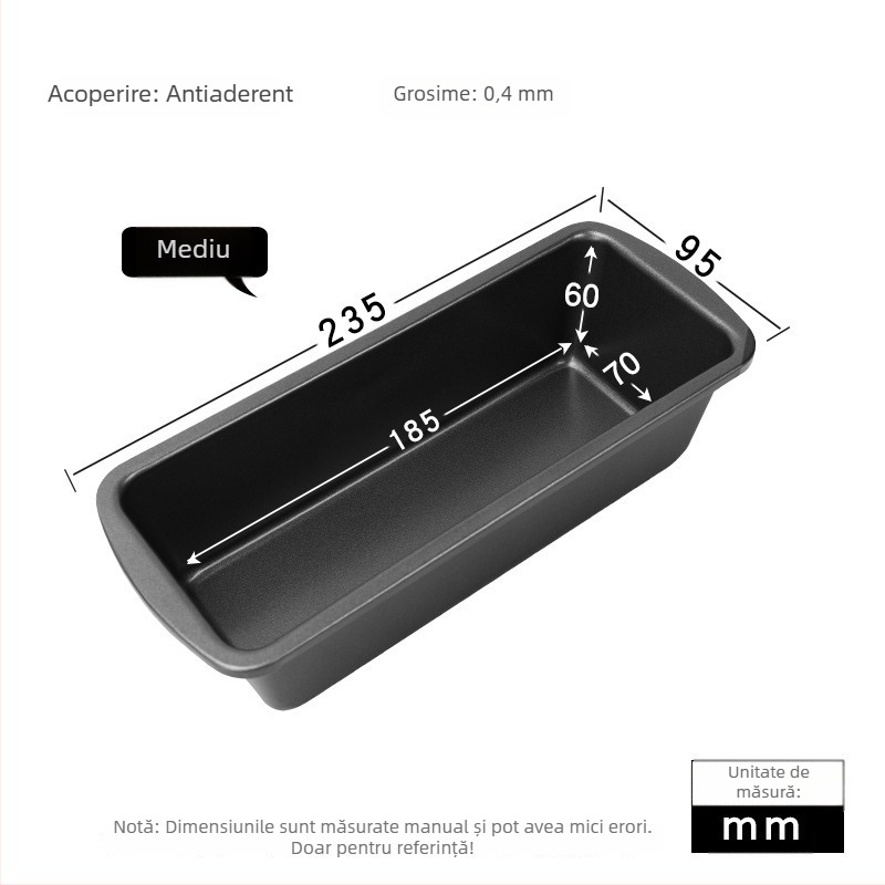 Cutie de toast dreptunghiulară, antiaderentă, din oțel-carbon (Rezistentă la cuptor)