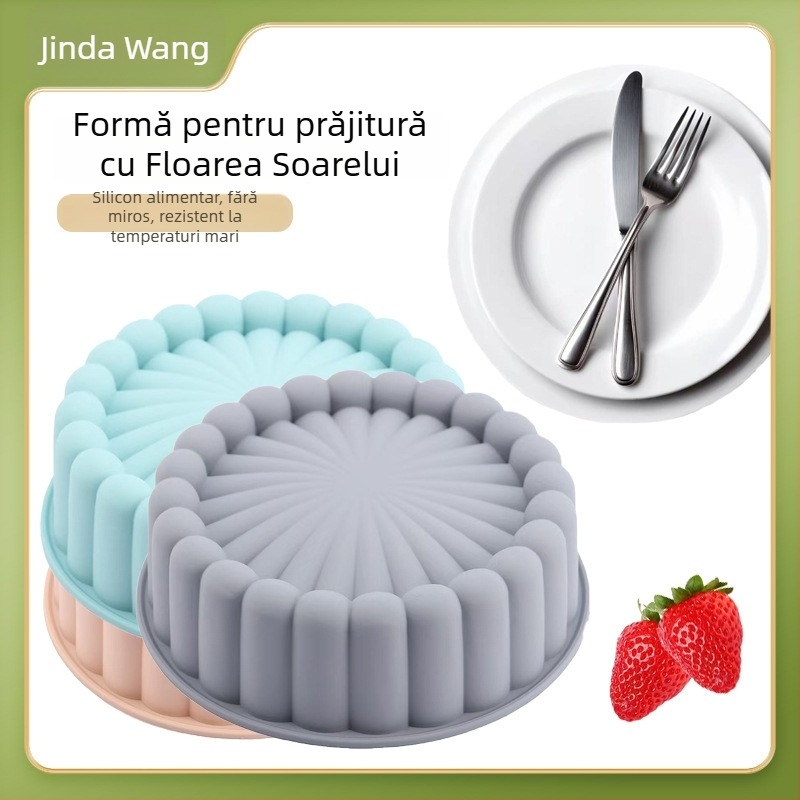 Formă rotundă din silicon pentru coacere — silicon alimentar, stil Charlotte plate, ambalaj PP