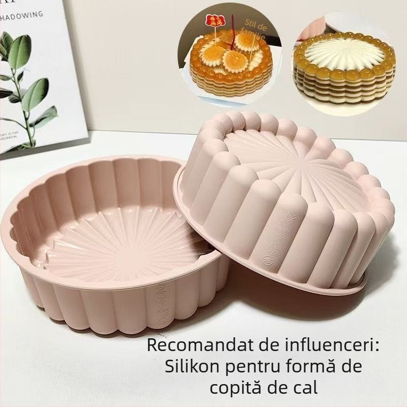 Formă rotundă din silicon pentru coacere — silicon alimentar, stil Charlotte plate, ambalaj PP