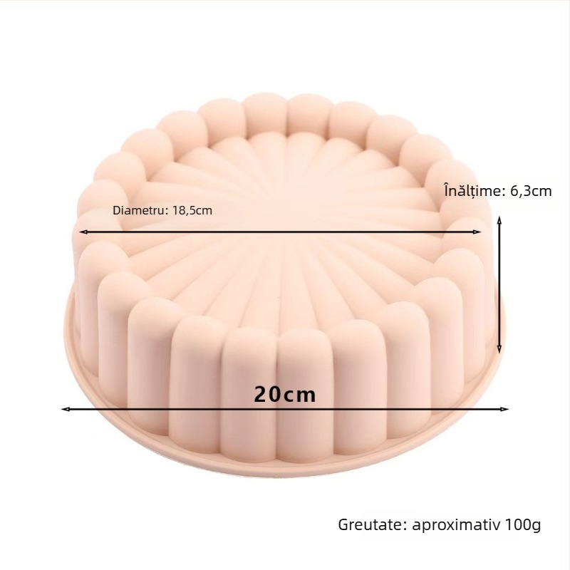 Formă rotundă din silicon pentru coacere — silicon alimentar, stil Charlotte plate, ambalaj PP
