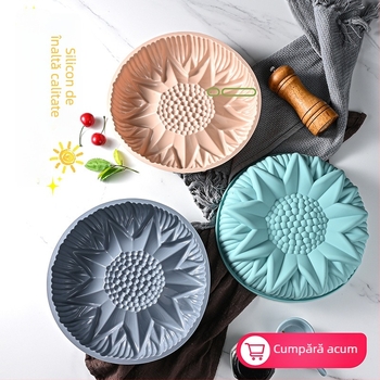 Formă de copt din silicon, în formă de floare de soare, contur neregulat