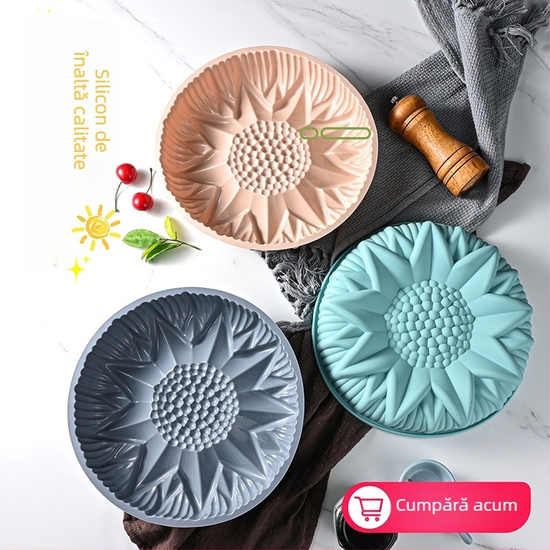 Formă de copt din silicon, în formă de floare de soare, contur neregulat