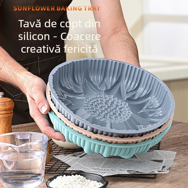 Formă de copt din silicon, în formă de floare de soare, contur neregulat