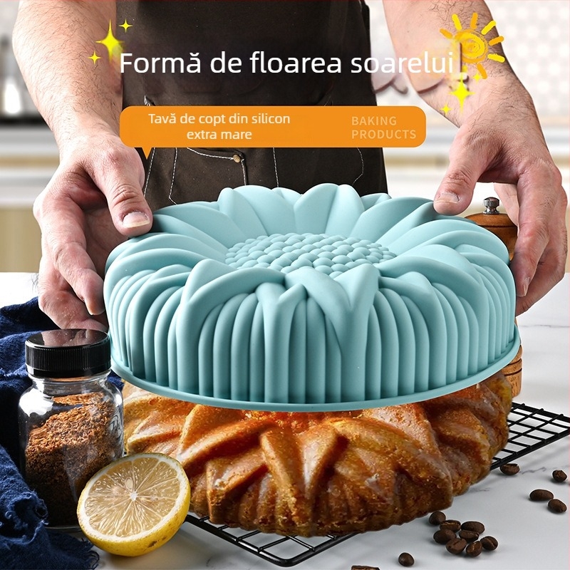 Formă de copt din silicon, în formă de floare de soare, contur neregulat