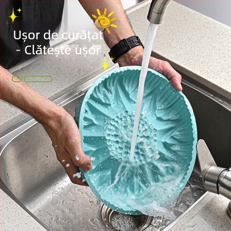 Formă de copt din silicon, în formă de floare de soare, contur neregulat