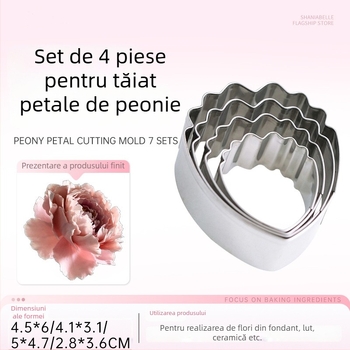Set de tăietori pentru petale de cofetărie — formă neregulată, oțel inoxidabil, design cu flori simulate