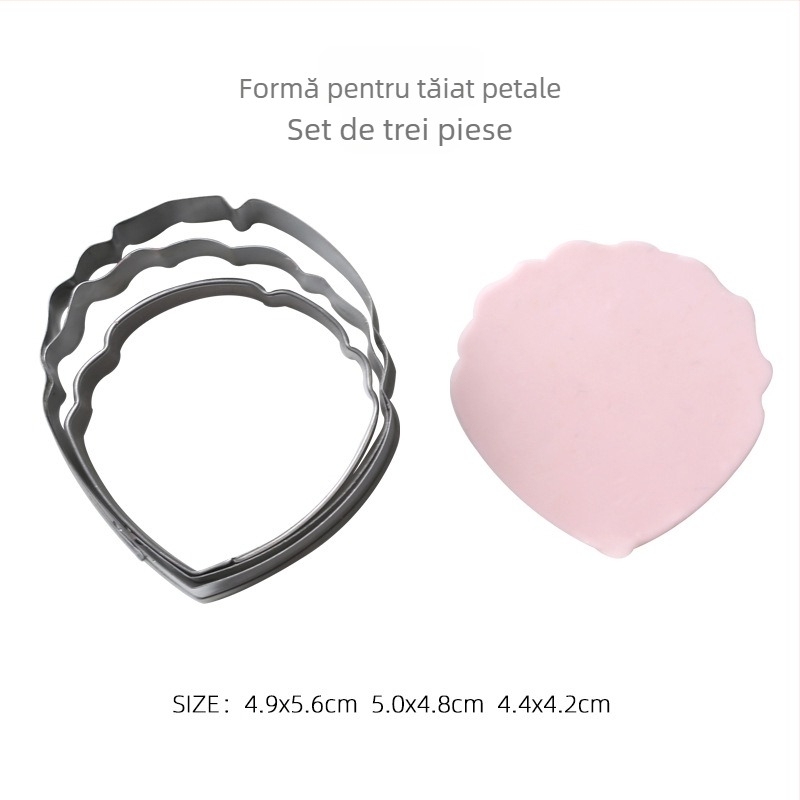 Set de tăietori pentru petale de cofetărie — formă neregulată, oțel inoxidabil, design cu flori simulate