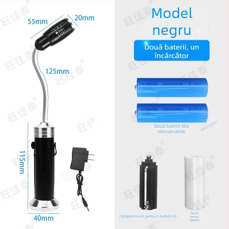 LED lampă de lucru pentru mașini CNC, cu baterie reîncărcabilă, montaj magnetic puternic, portabilă pentru reparații ale echipamentelor