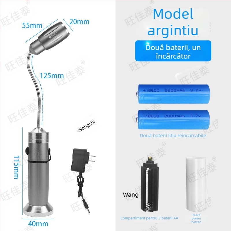 LED lampă de lucru pentru mașini CNC, cu baterie reîncărcabilă, montaj magnetic puternic, portabilă pentru reparații ale echipamentelor