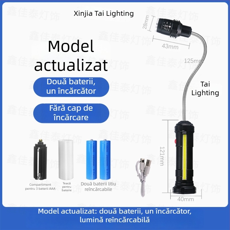 LED lampă de lucru pentru mașini CNC, cu baterie reîncărcabilă, montaj magnetic puternic, portabilă pentru reparații ale echipamentelor