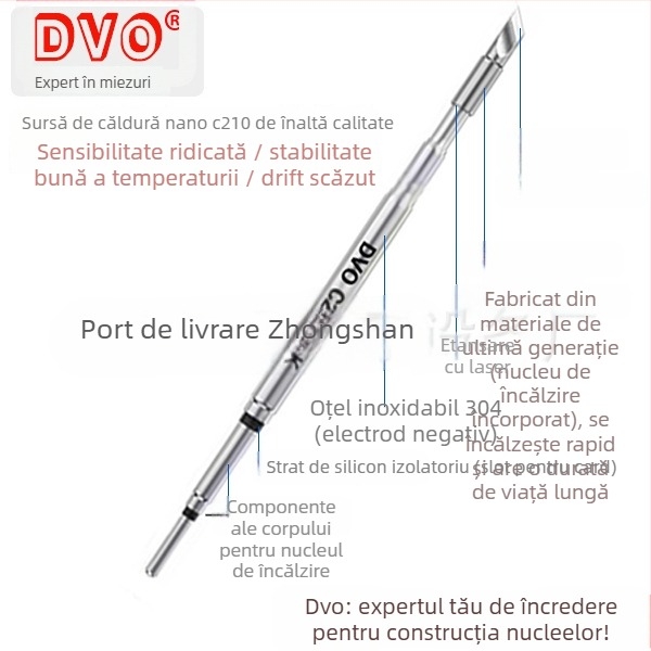 Vârf de lipit C210 serie; cupru, fără plumb; forme vârfului: pointed head / knife head / curved head; interval de temperatură 0–500°C; putere maximă 150W; compatibil cu stații GVM/JBC/OSS/T26