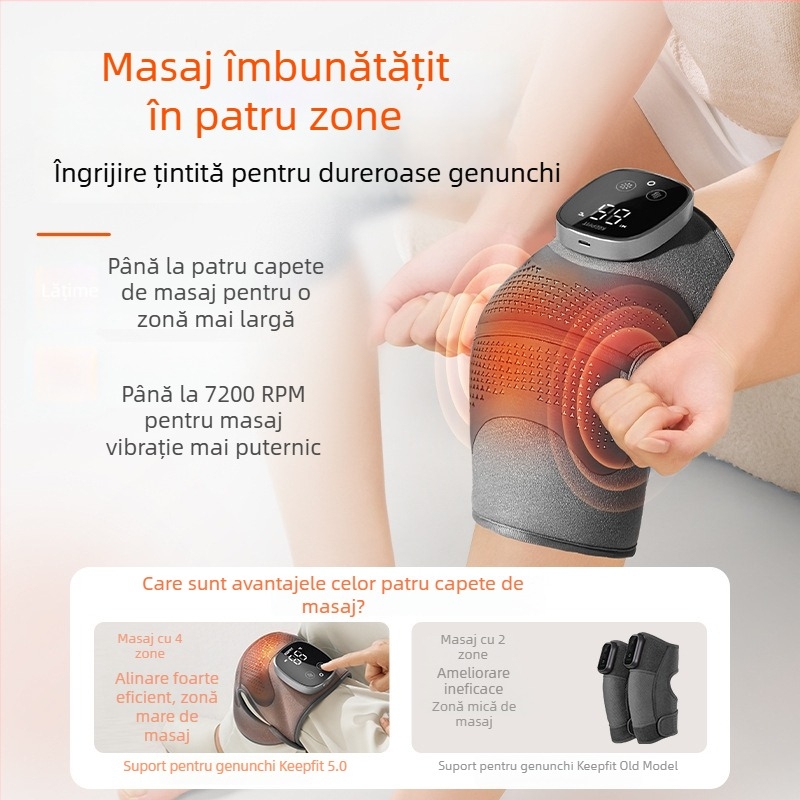 Kopefy KPF-Knee13 Masaj pentru genunchi, încălzire electrică – masaj cu mai multe moduri și compresie caldă în mai multe niveluri, pentru vârstnici și adulți de vârstă mijlo­cie