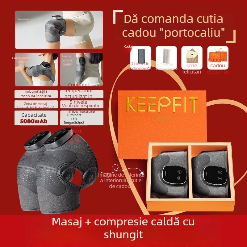 Kopefy KPF-Knee13 Masaj pentru genunchi, încălzire electrică – masaj cu mai multe moduri și compresie caldă în mai multe niveluri, pentru vârstnici și adulți de vârstă mijlo­cie