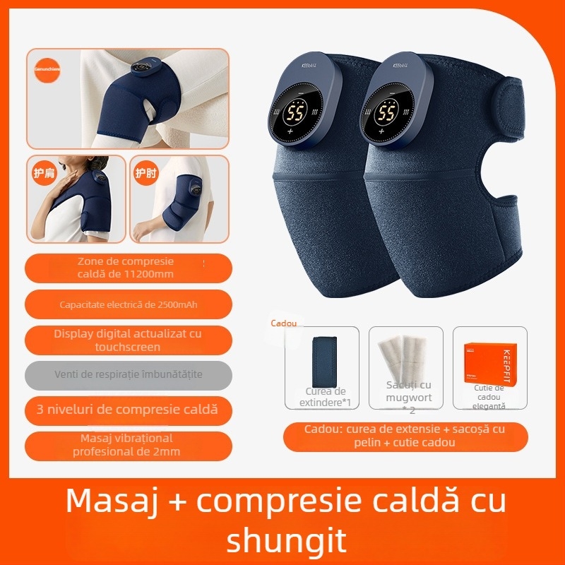 Kopefy KPF-Knee13 Masaj pentru genunchi, încălzire electrică – masaj cu mai multe moduri și compresie caldă în mai multe niveluri, pentru vârstnici și adulți de vârstă mijlo­cie