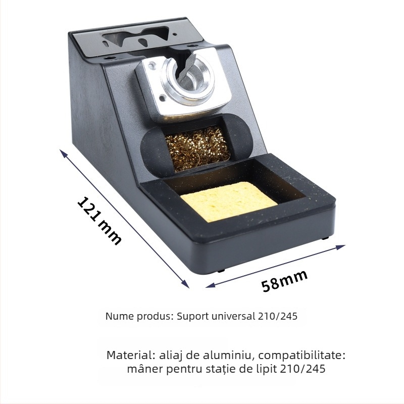 ZEJER Suport pentru fier de lipit din aliaj de aluminiu pentru C210/C245 – gaură de 2,5 mm, slot pentru card