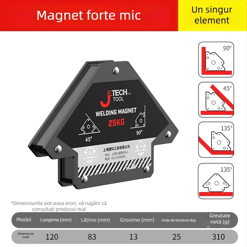 Suport auxiliar de sudură cu locator magnetic puternic și prinderi magnetice pentru unghi drept și unghiuri multiple