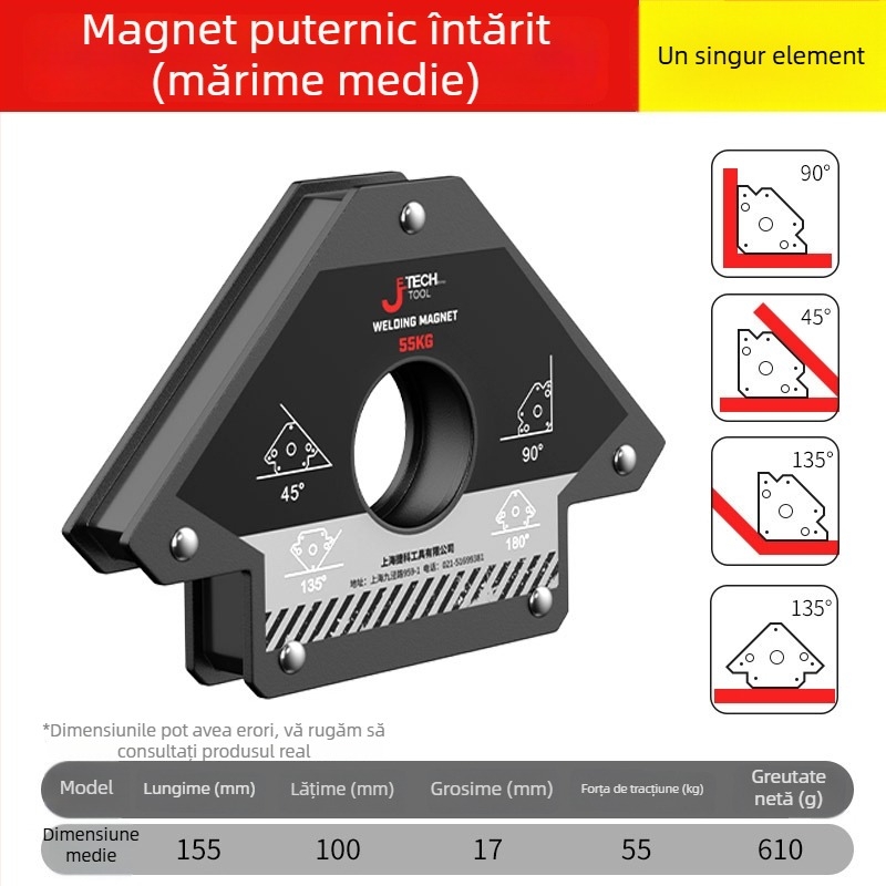 Suport auxiliar de sudură cu locator magnetic puternic și prinderi magnetice pentru unghi drept și unghiuri multiple