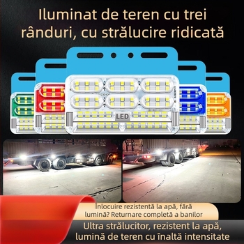 Lanterne laterale pentru camion cu trei rânduri - impermeabile, 24V, 16W, ABS plastic