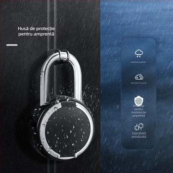 Lăcăt inteligent cu amprentă și control prin APP, 30 amprente stocate, scanare 0,5 s, 500.000 cicluri, rezistent la apă, pentru dulapuri, valize și rucsaci