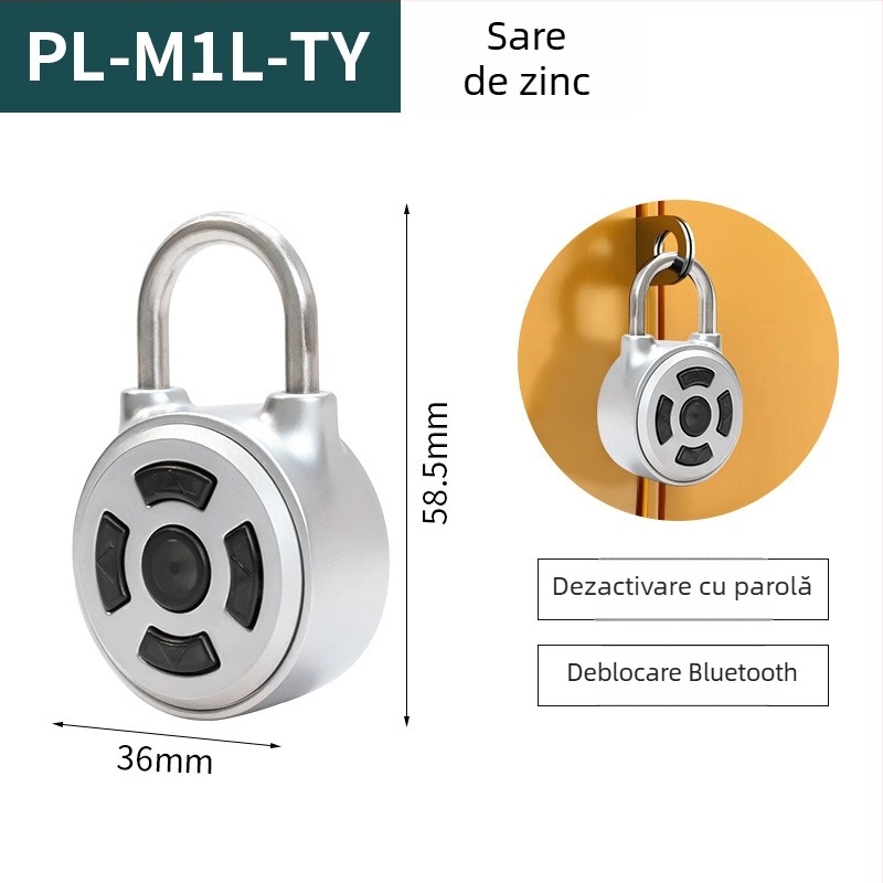 Lăcăt inteligent cu amprentă și control prin APP, 30 amprente stocate, scanare 0,5 s, 500.000 cicluri, rezistent la apă, pentru dulapuri, valize și rucsaci