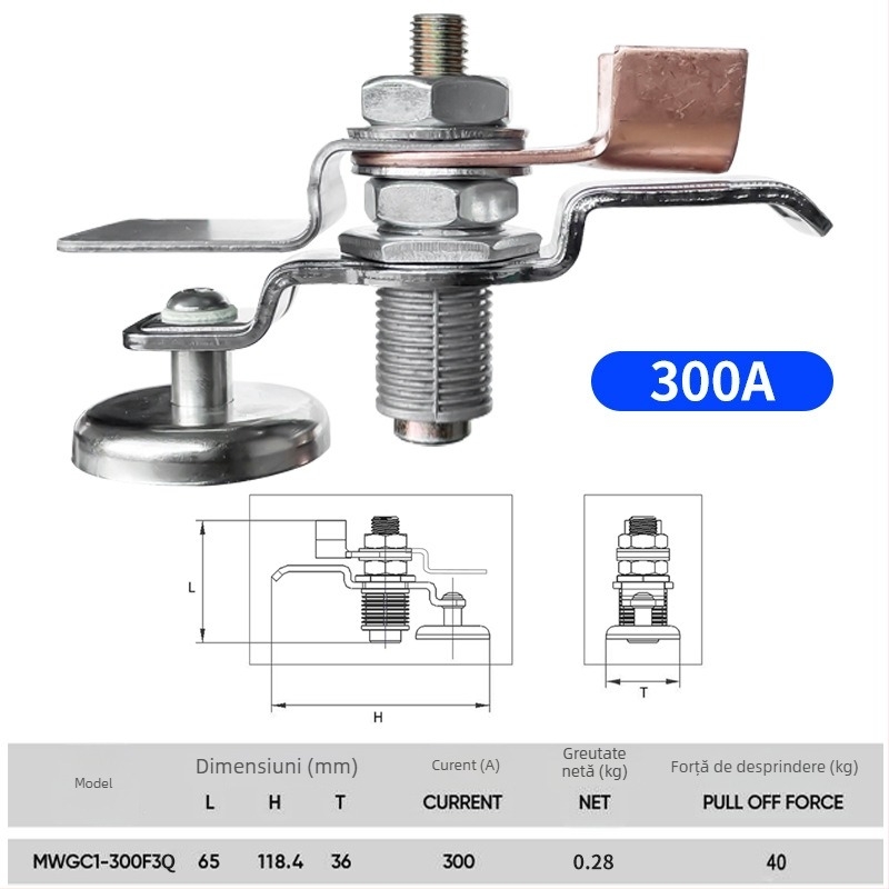 Clamă magnetică de împământare pentru sudură MWGC1-200F3Q, Li Shuai; material NdFeB; seria MWGC1; curent de sudură 200A; forță maximă de tracțiune 30 kg